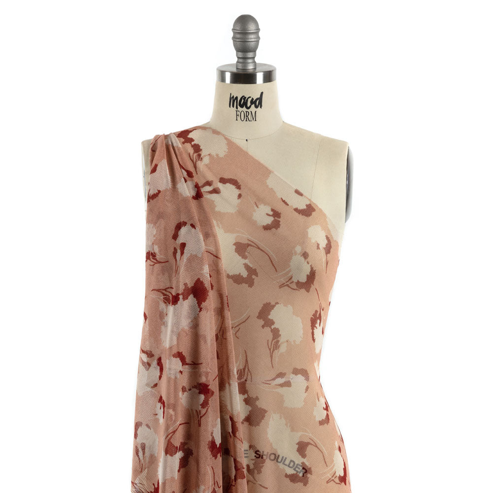 Blush, White and Red Floral Shadows Silk Tulle Detail Blush, White and Red Floral Shadows Silk Tulle Detail