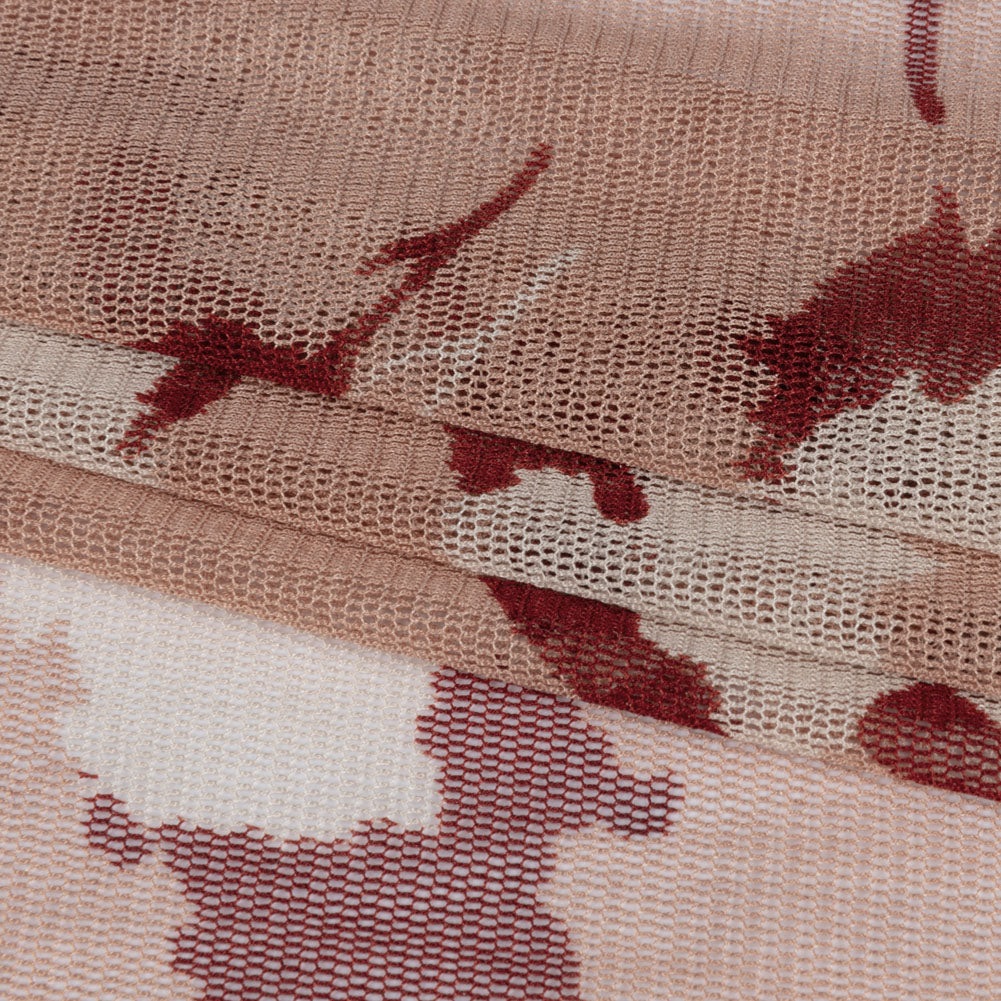 Blush, White and Red Floral Shadows Silk Tulle Full Blush, White and Red Floral Shadows Silk Tulle Full