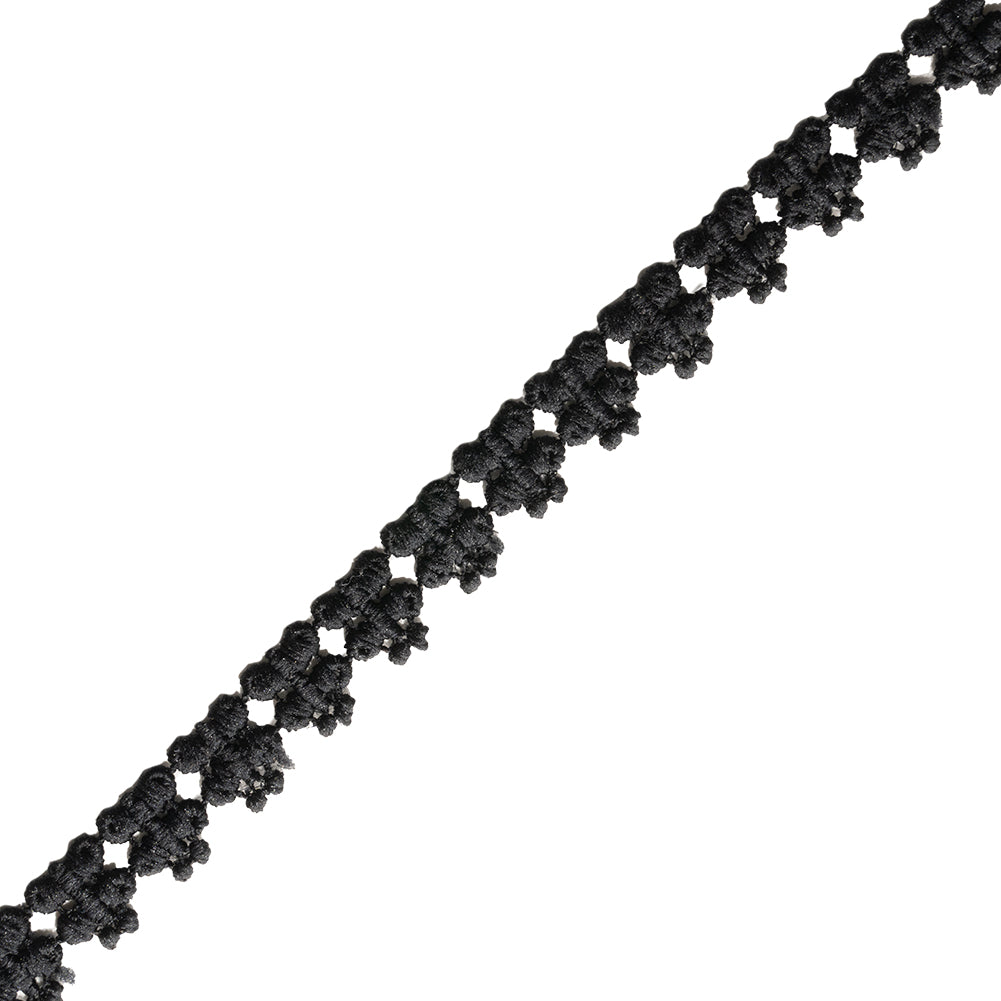 Black Simple Butterflies Venise Lace Trim - 0.375" Folded Black Simple Butterflies Venise Lace Trim - 0.375" Folded