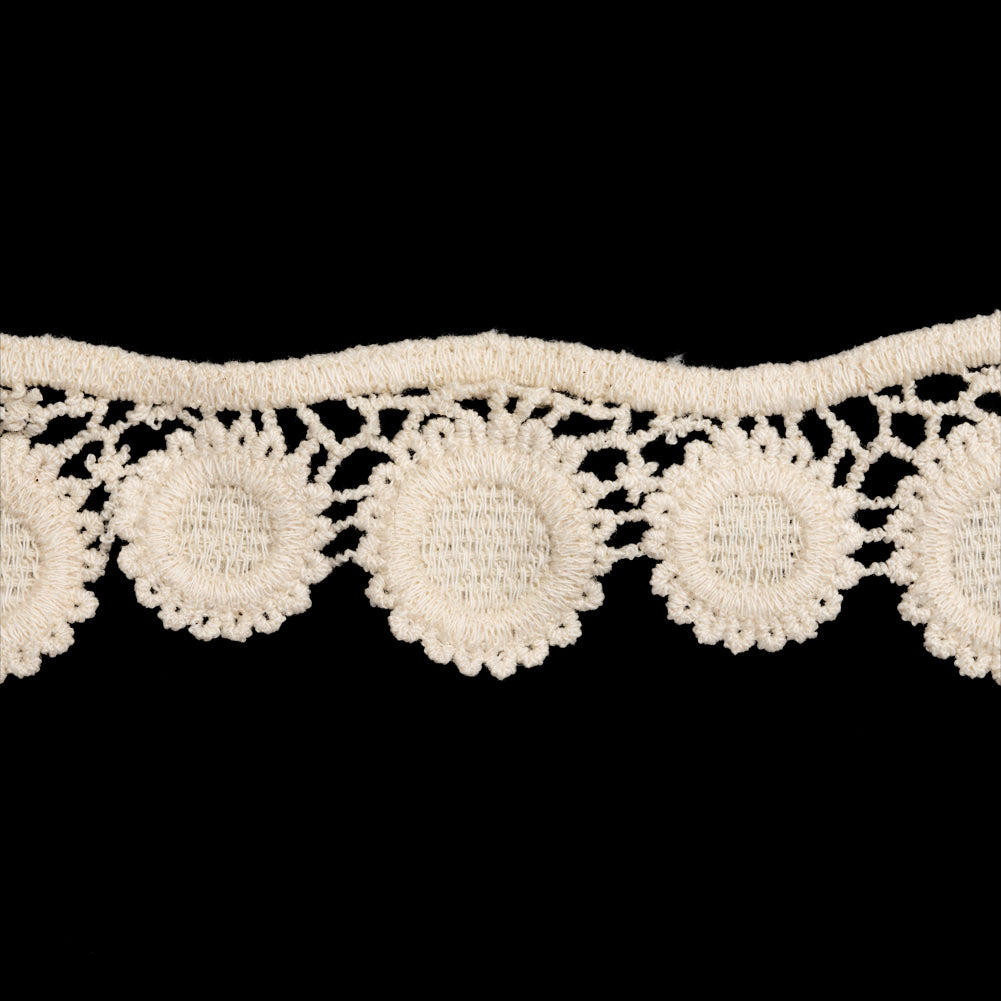 Ivory Hanging Sunflowers Cotton Venise Lace Trim - 1.5" Folded Ivory Hanging Sunflowers Cotton Venise Lace Trim - 1.5" Folded