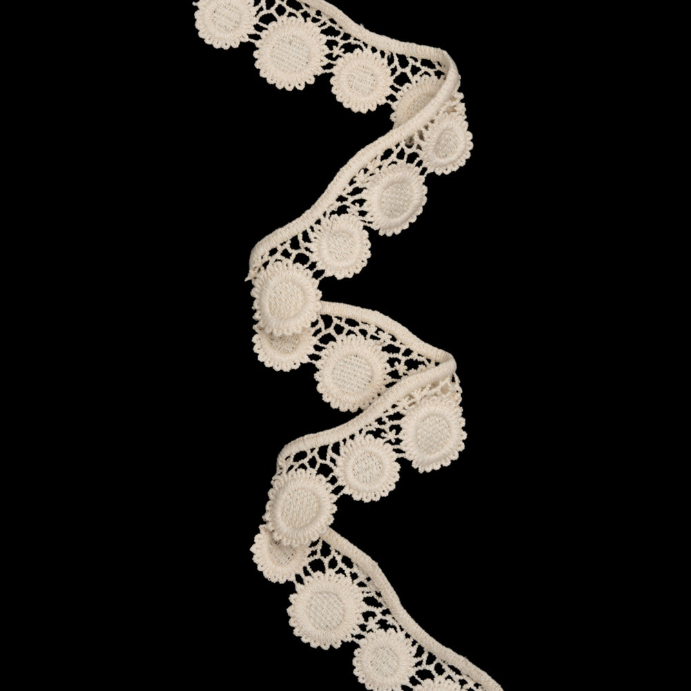Ivory Hanging Sunflowers Cotton Venise Lace Trim - 1.5" Ivory Hanging Sunflowers Cotton Venise Lace Trim - 1.5"
