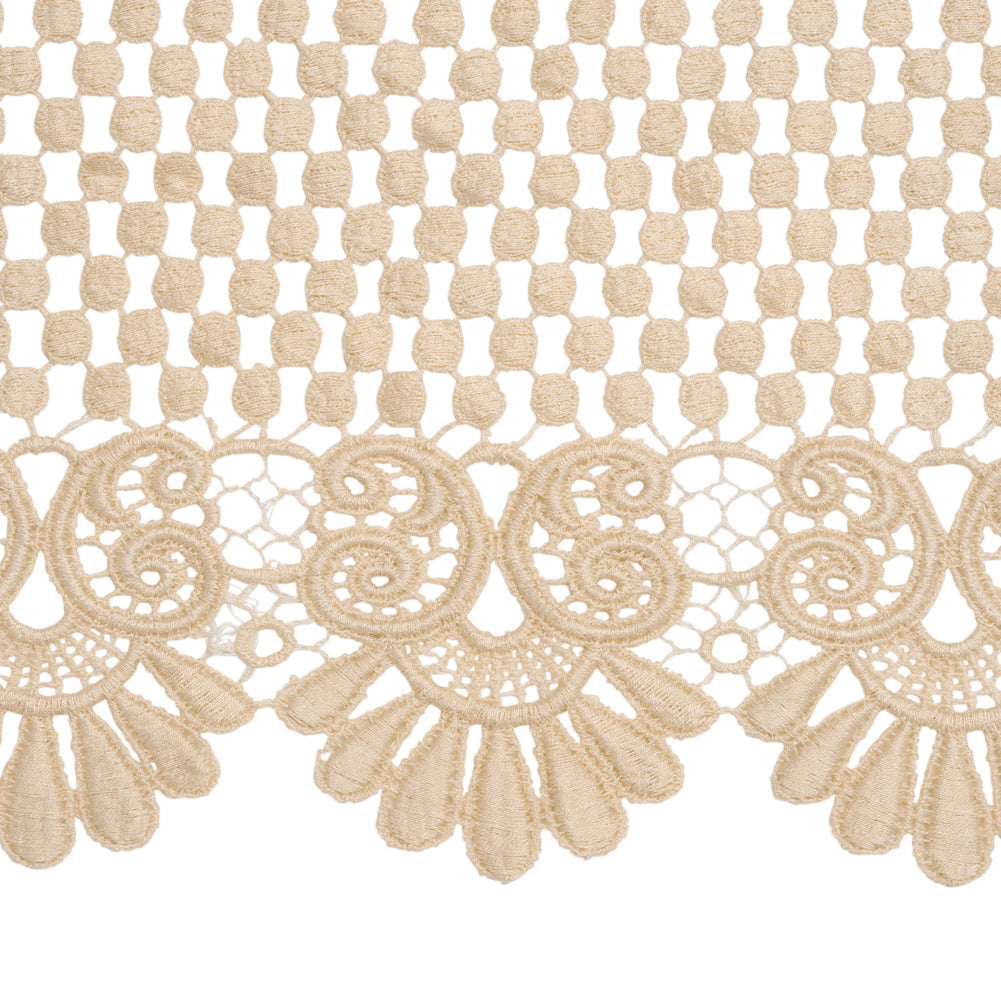 Beige Dots and Fancy Borders Scalloped Cotton Venise Lace Trim - 18" Detail Beige Dots and Fancy Borders Scalloped Cotton Venise Lace Trim - 18" Detail