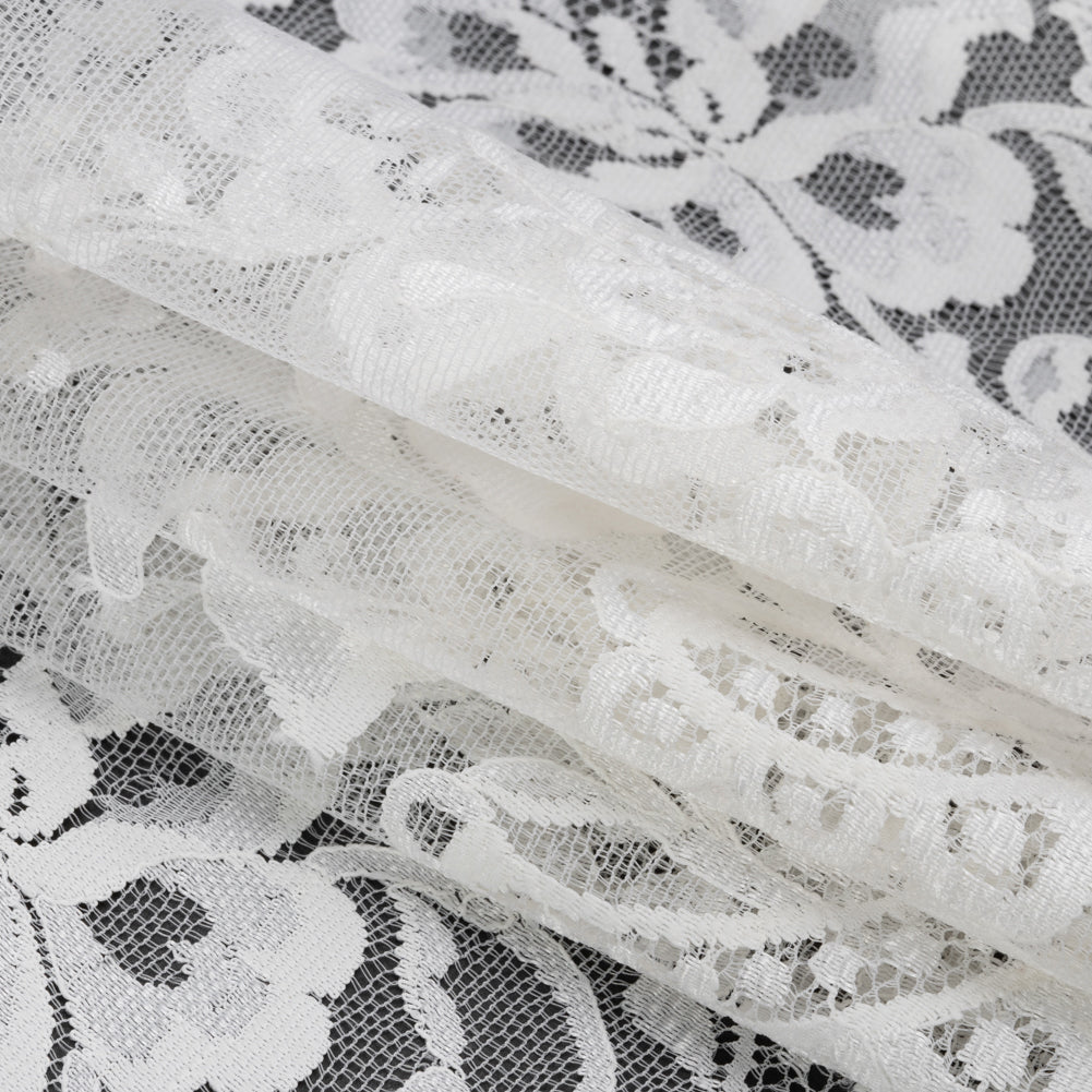 White Scalloped Edge Floral Lace Trim - 7" Folded White Scalloped Edge Floral Lace Trim - 7" Folded