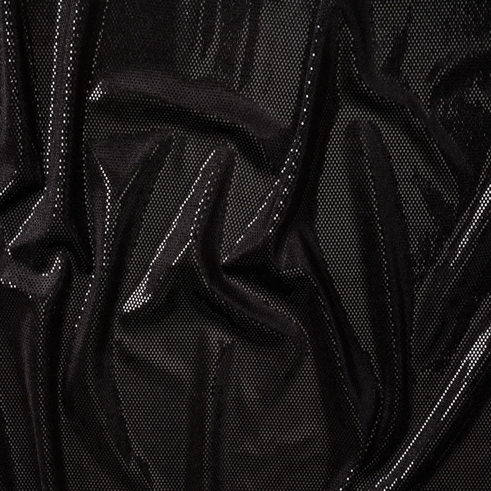 Stretch Polyester Velour with Crystal Foiled Polka Dots - Black Stretch Polyester Velour with Crystal Foiled Polka Dots - Black