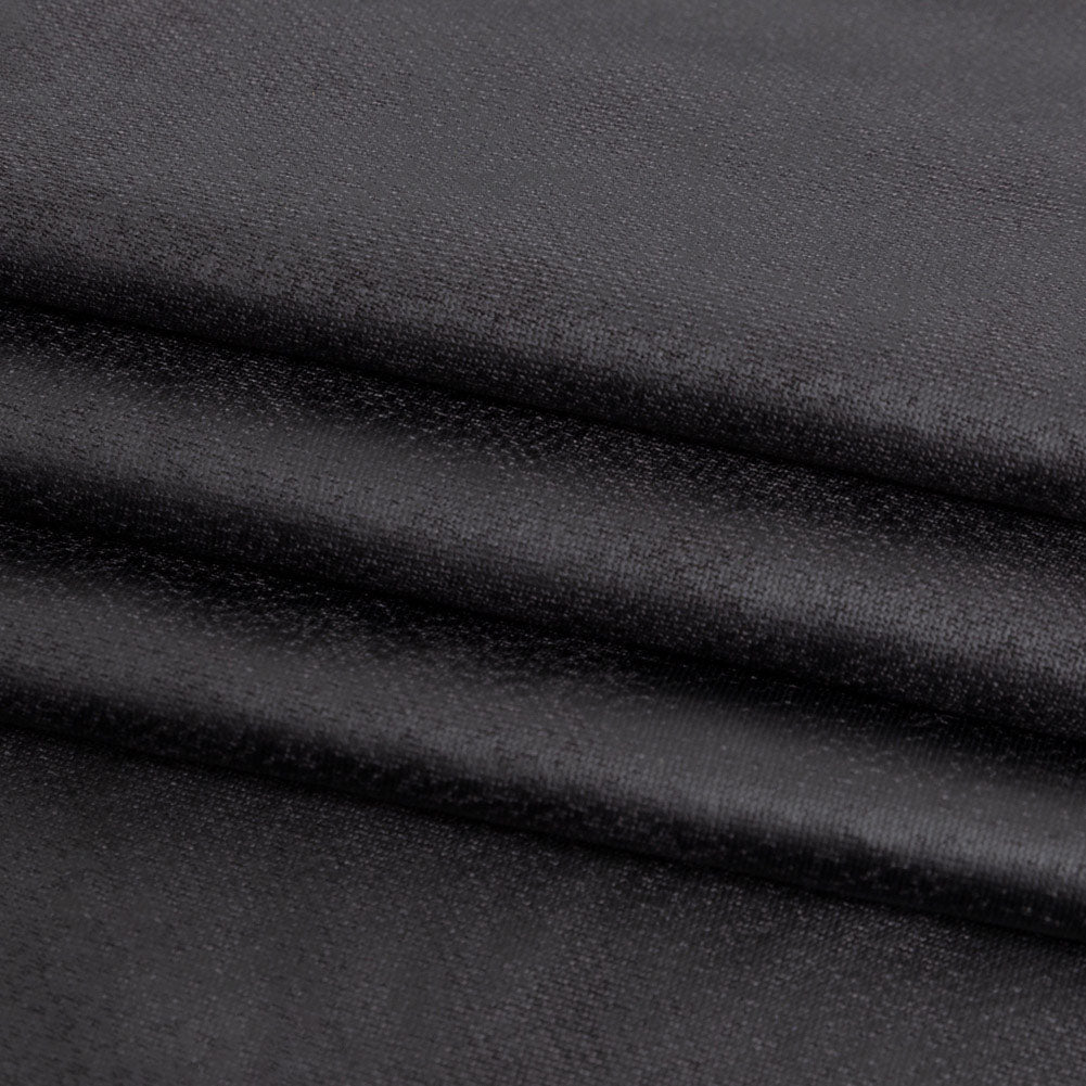 Faux Leather Foil Stretch Polyester Knit - Black Cloud Textured - Vanessa Collection Faux Leather Foil Stretch Polyester Knit - Black Cloud Textured - Vanessa Collection