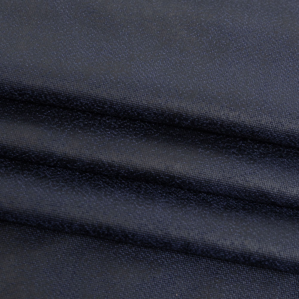 Faux Leather Foil Stretch Polyester Knit - Navy Cloud Textured - Vanessa Collection Faux Leather Foil Stretch Polyester Knit - Navy Cloud Textured - Vanessa Collection
