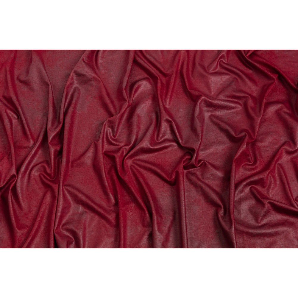 Faux Leather Foil Stretch Polyester Knit - Red Cloud Textured - Vanessa Collection Faux Leather Foil Stretch Polyester Knit - Red Cloud Textured - Vanessa Collection