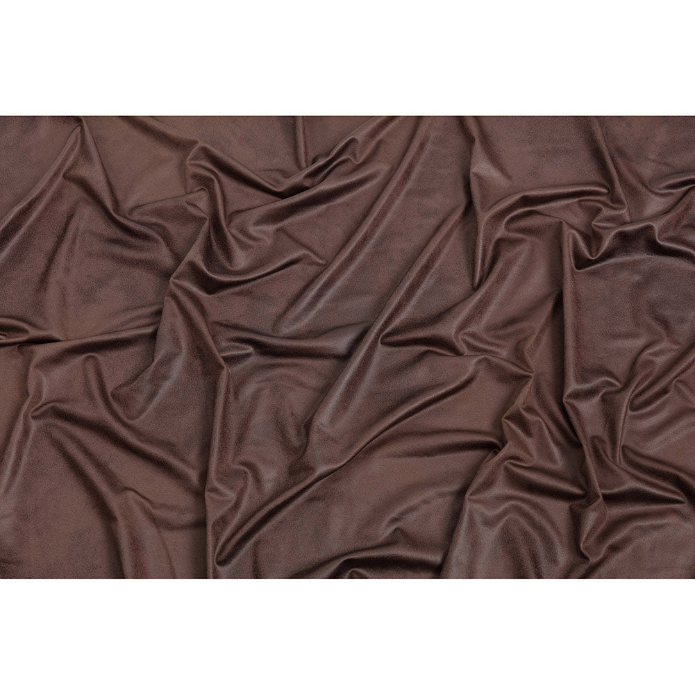 Faux Leather Foil Stretch Polyester Knit - Dark Brown Cloud Textured - Vanessa Collection Faux Leather Foil Stretch Polyester Knit - Dark Brown Cloud Textured - Vanessa Collection