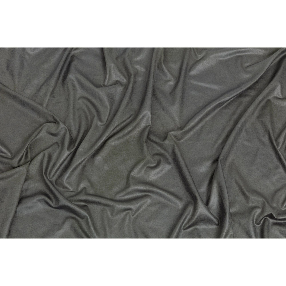 Faux Leather Foil Stretch Polyester Knit - Olive Cloud Textured - Vanessa Collection