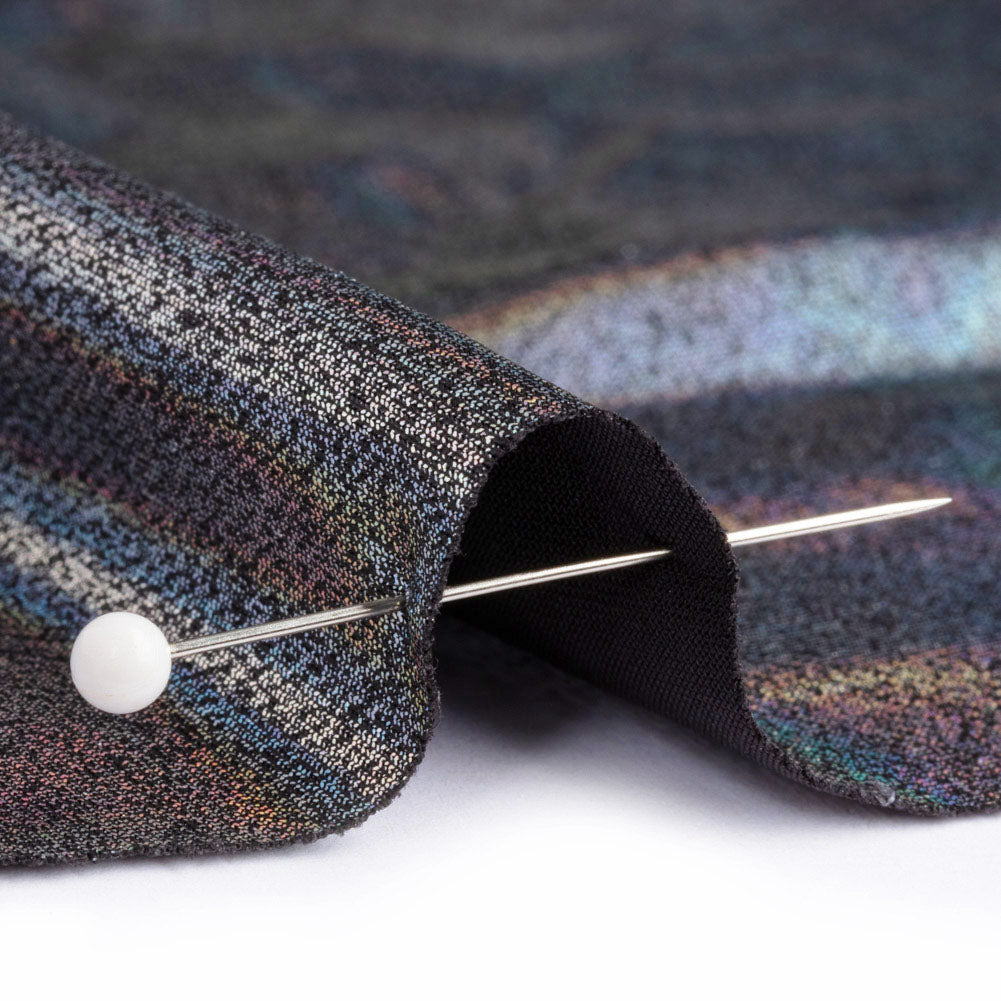 Silver Holographic Foiled Stretch Polyester Jersey - Detail Silver Holographic Foiled Stretch Polyester Jersey - Detail