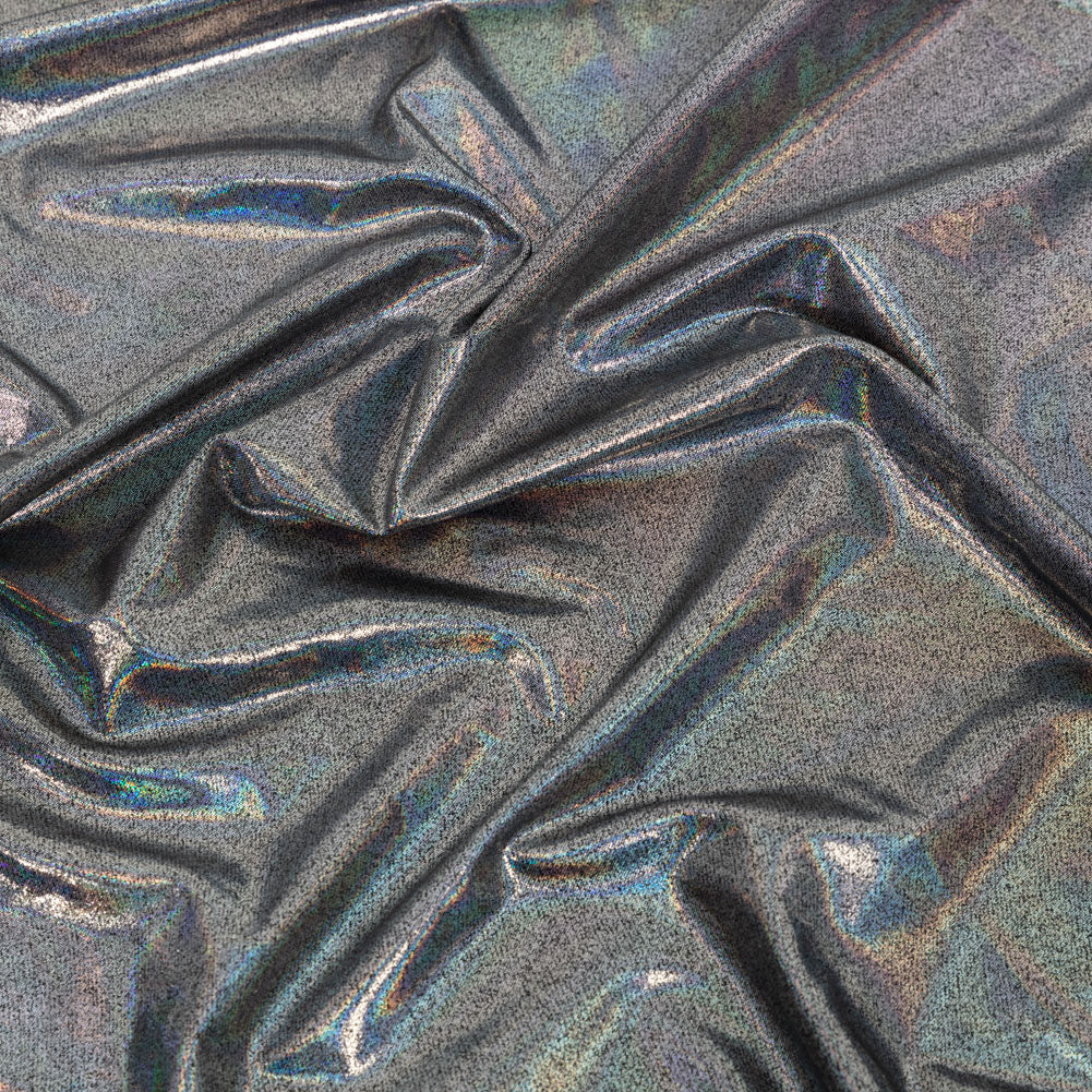 Silver Holographic Foiled Stretch Polyester Jersey Silver Holographic Foiled Stretch Polyester Jersey
