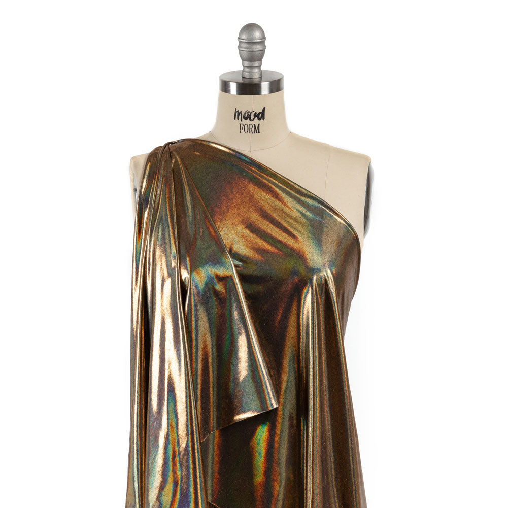 Gold Holographic Foiled Stretch Polyester Jersey Gold Holographic Foiled Stretch Polyester Jersey