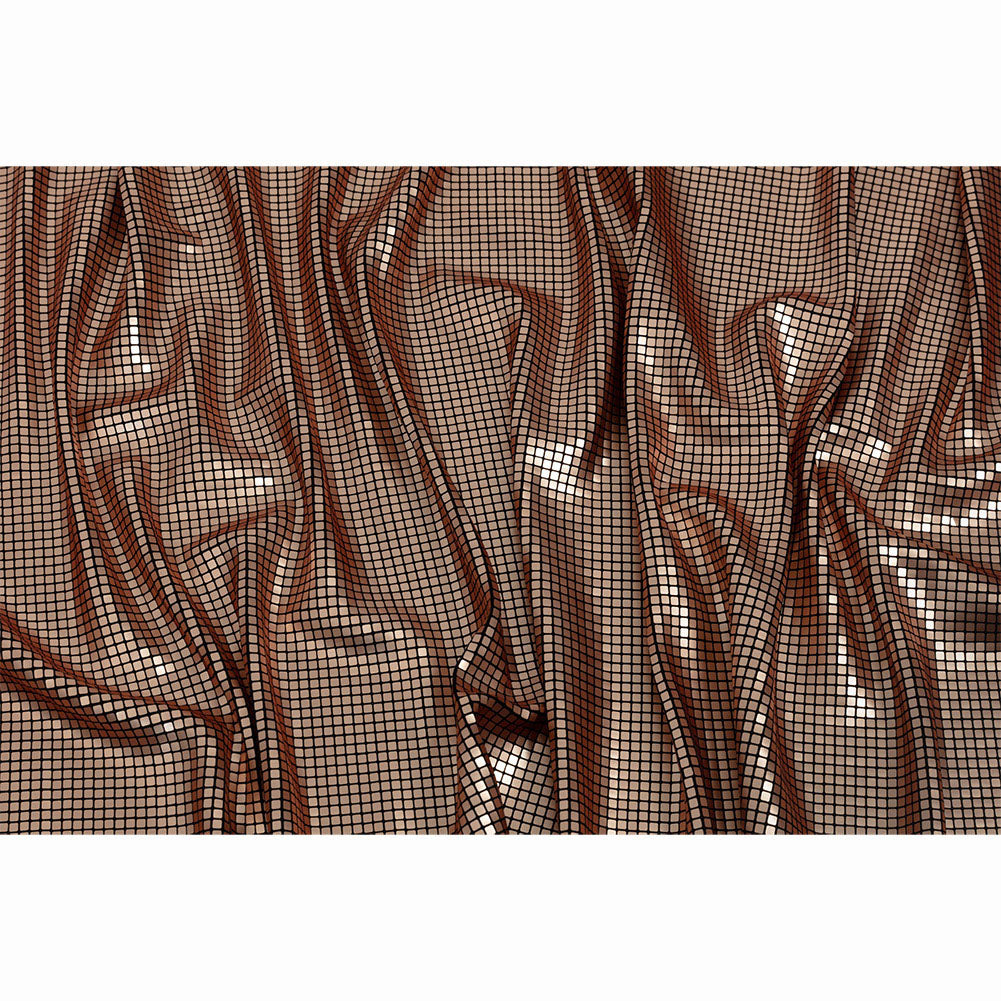 Squares Foiled Stretch Polyester Knit - Gold and Metallic Black - Heidi Collection - Full Squares Foiled Stretch Polyester Knit - Gold and Metallic Black - Heidi Collection - Full