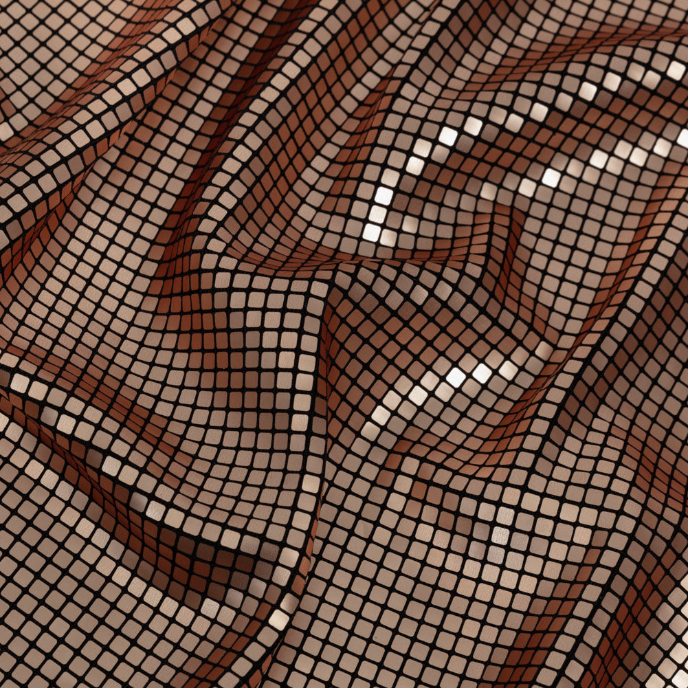 Squares Foiled Stretch Polyester Knit - Gold and Metallic Black - Heidi Collection Squares Foiled Stretch Polyester Knit - Gold and Metallic Black - Heidi Collection