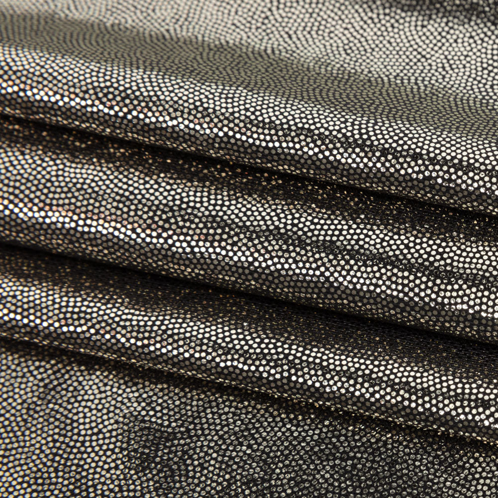 White Gold Tiny Dots Foiled Stretch Polyester Jersey Folded White Gold Tiny Dots Foiled Stretch Polyester Jersey Folded