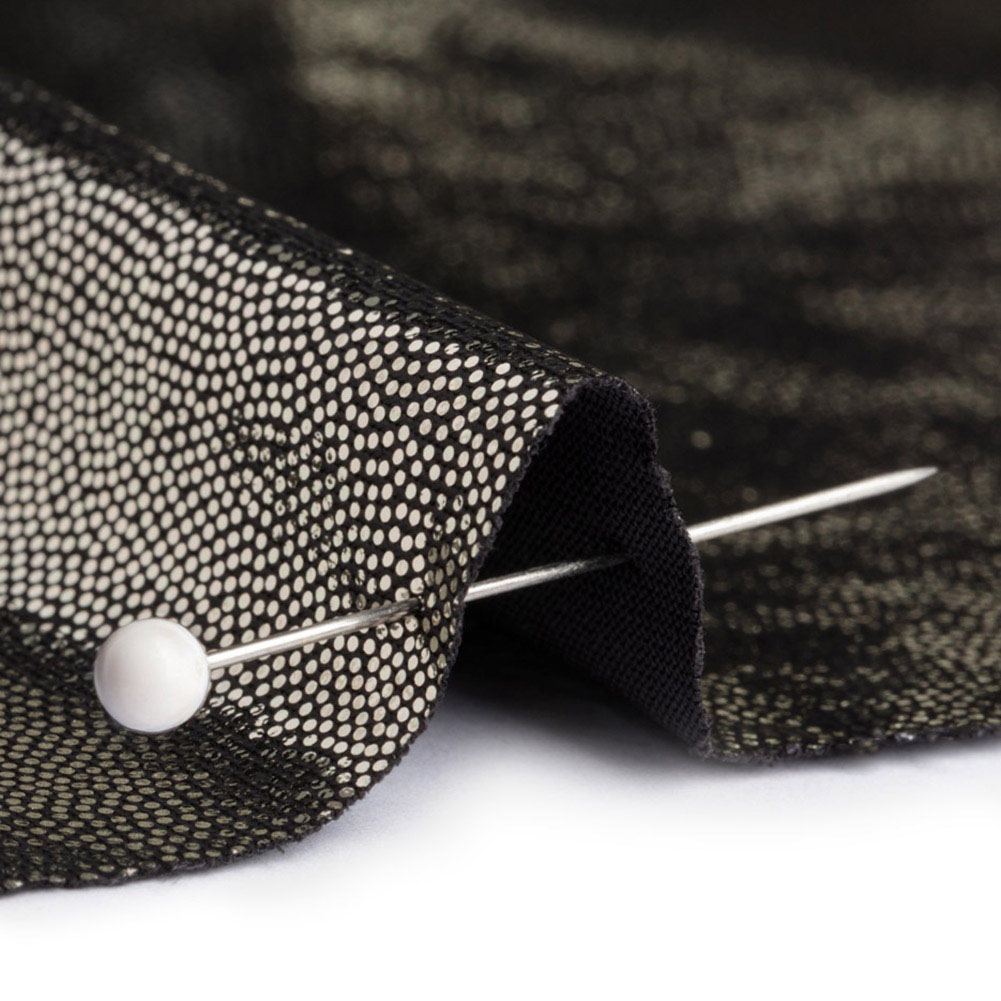 White Gold Tiny Dots Foiled Stretch Polyester Jersey Detail White Gold Tiny Dots Foiled Stretch Polyester Jersey Detail