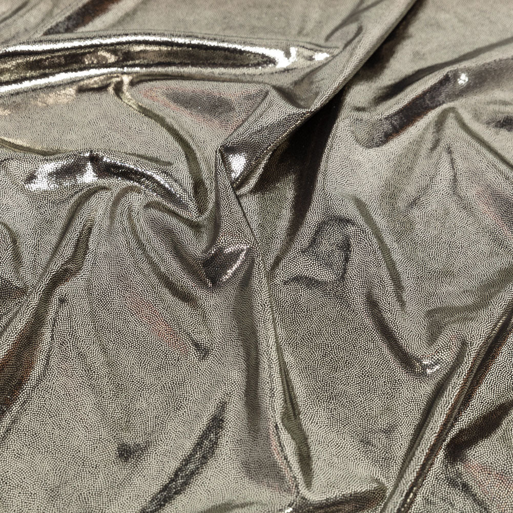 White Gold Tiny Dots Foiled Stretch Polyester Jersey White Gold Tiny Dots Foiled Stretch Polyester Jersey