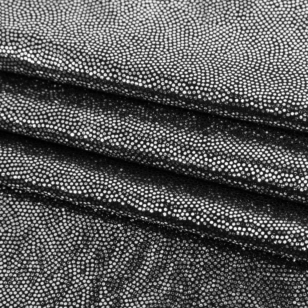 Silver Tiny Dots Foiled Stretch Polyester Jersey Folded Silver Tiny Dots Foiled Stretch Polyester Jersey Folded