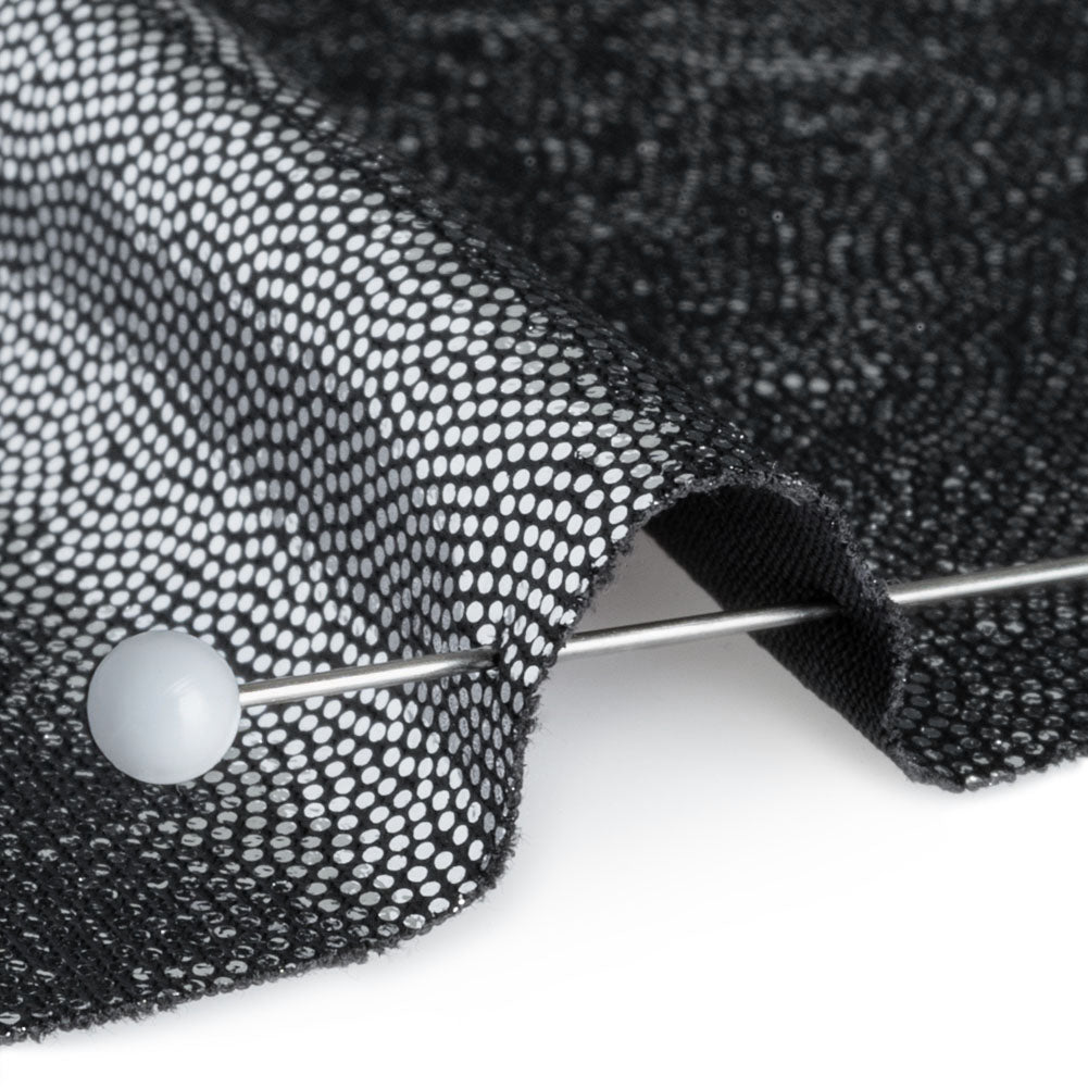 Silver Tiny Dots Foiled Stretch Polyester Jersey Detail Silver Tiny Dots Foiled Stretch Polyester Jersey Detail