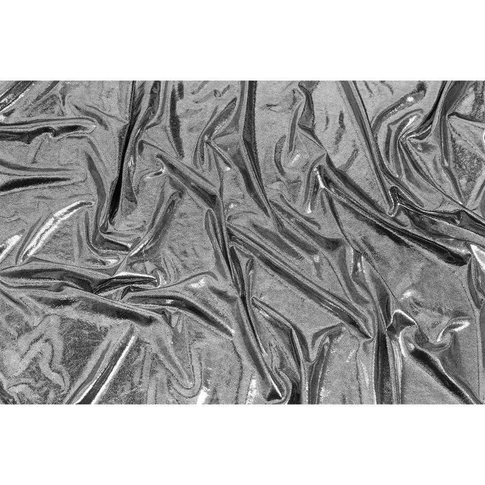 Silver Tiny Dots Foiled Stretch Polyester Jersey Full Silver Tiny Dots Foiled Stretch Polyester Jersey Full