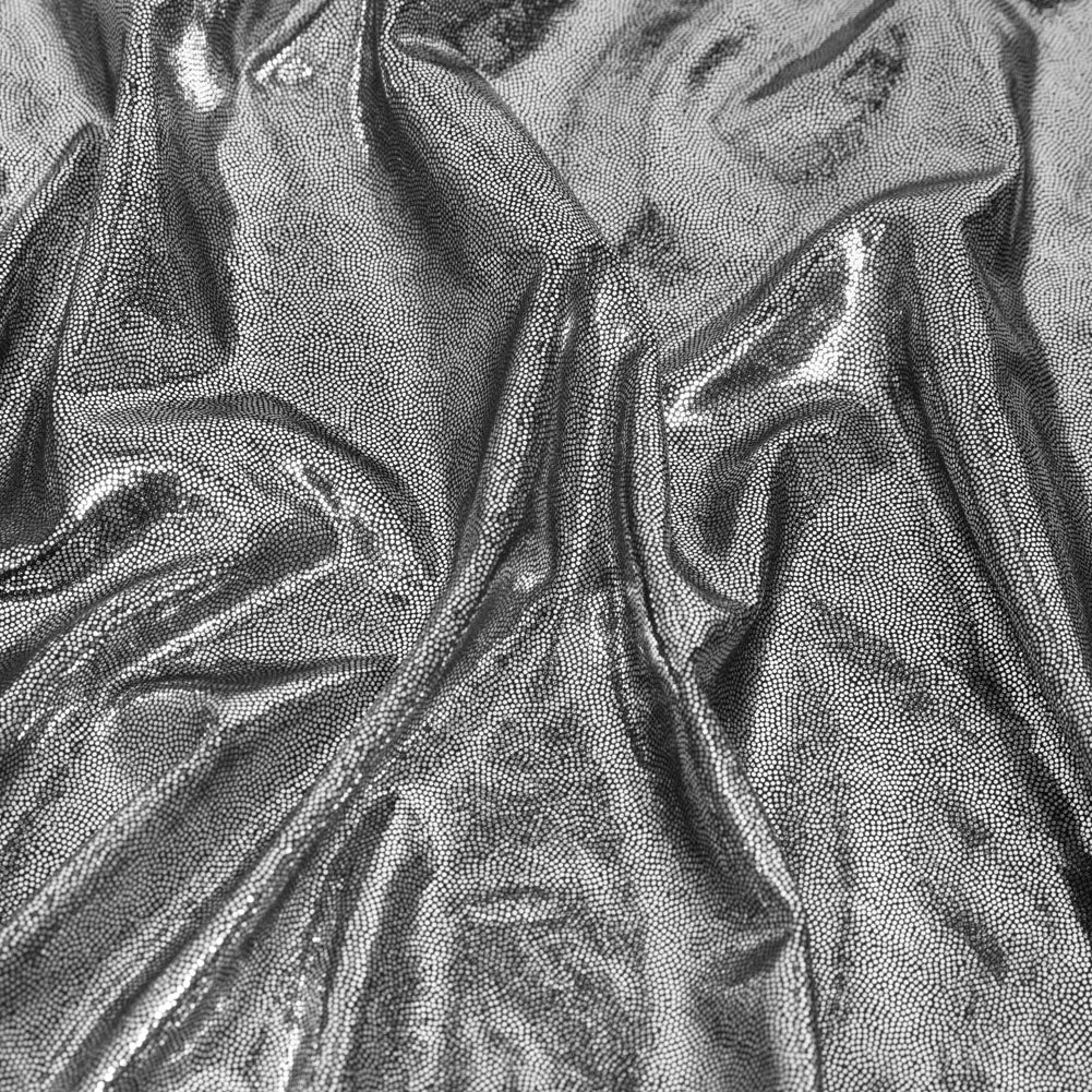 Silver Tiny Dots Foiled Stretch Polyester Jersey Silver Tiny Dots Foiled Stretch Polyester Jersey