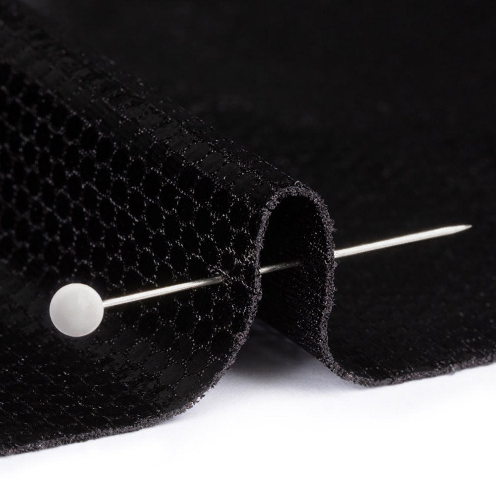Black Dense Polka Dots Foiled Stretch Polyester Knit - Detail Black Dense Polka Dots Foiled Stretch Polyester Knit - Detail