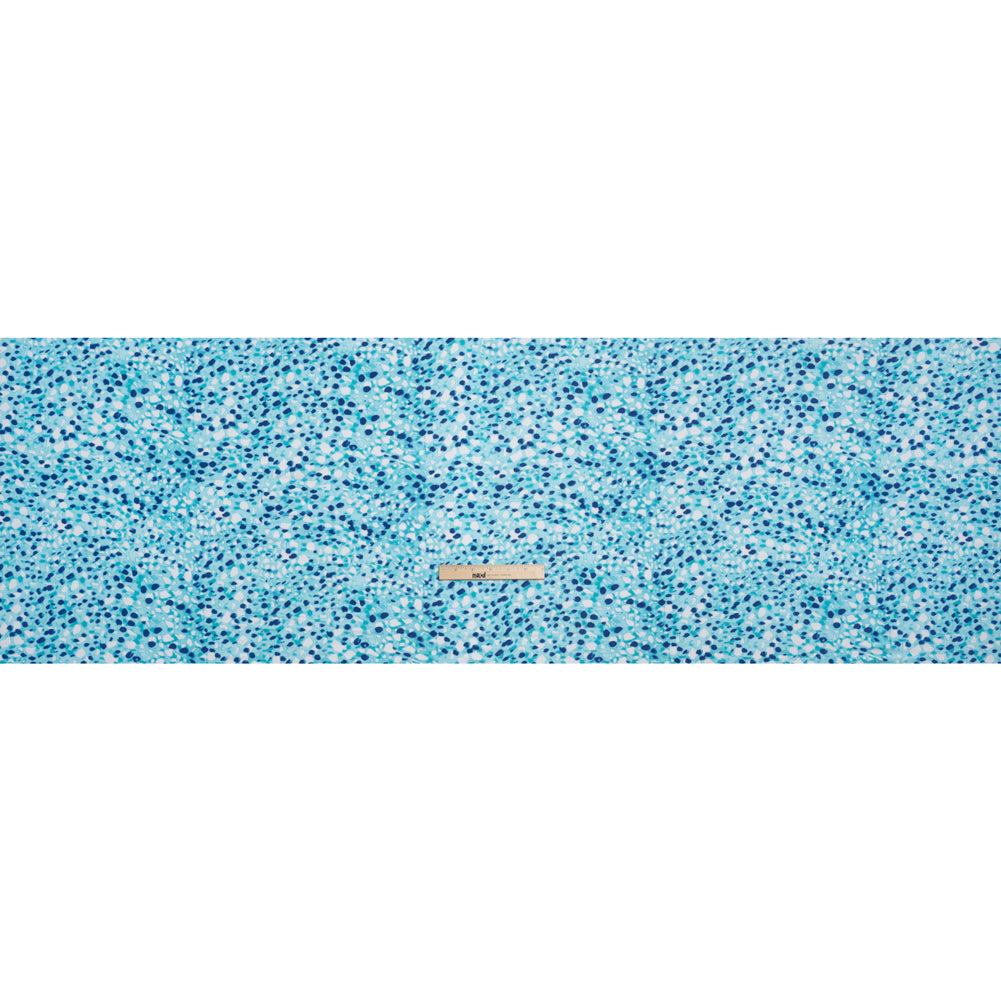 Stretch Rayon Jersey - Aqua and Cobalt Blue Spotted Full Stretch Rayon Jersey - Aqua and Cobalt Blue Spotted Full