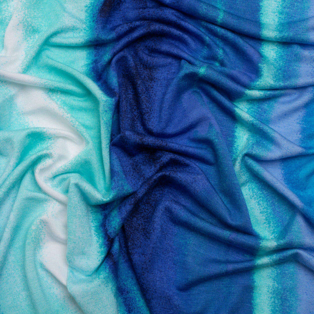 Stretch Rayon Jersey - Blue and Seafoam Soft Stripes Stretch Rayon Jersey - Blue and Seafoam Soft Stripes