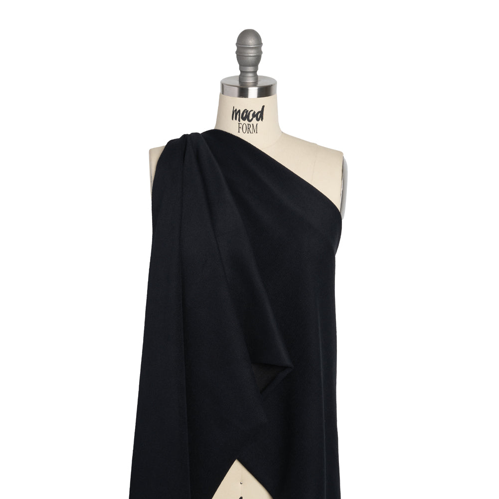 Stretch Cotton and Nylon Twill French Terry Knit - Black and Midnight Drape Stretch Cotton and Nylon Twill French Terry Knit - Black and Midnight Drape