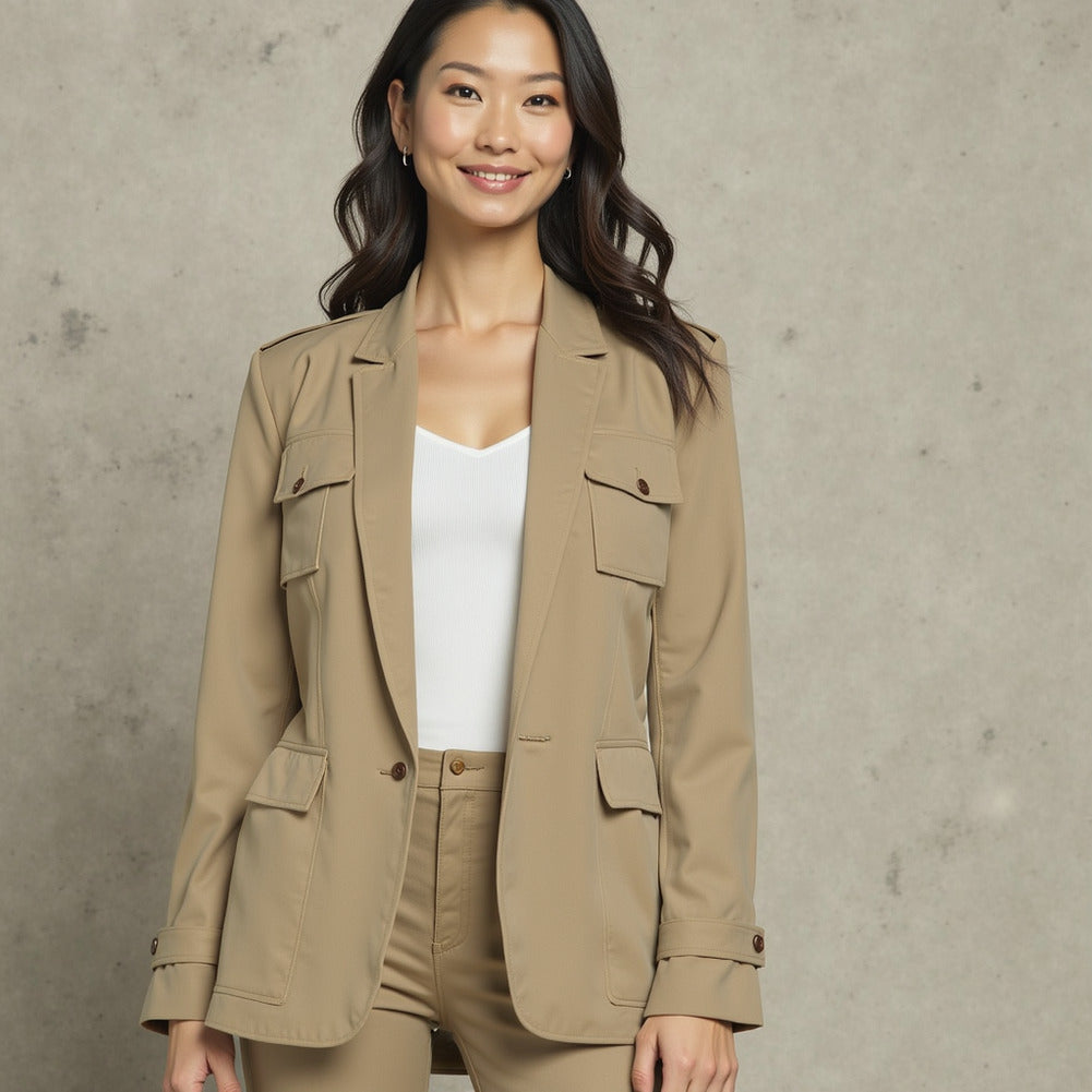 Carbon Brushed Stretch Khaki Twill - Beige - Averill Collection Carbon Brushed Stretch Khaki Twill - Beige - Averill Collection