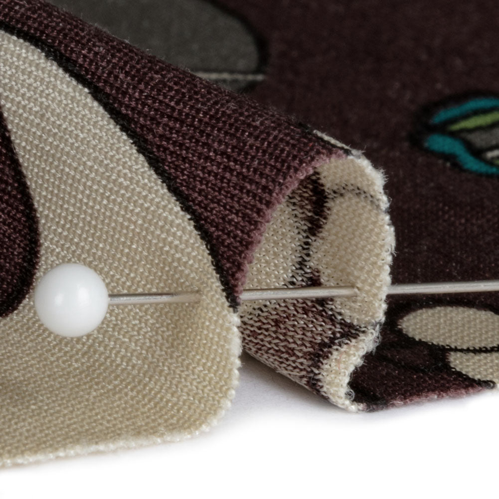 Chocolate, Teal and Cream Floral Silk Jersey Folded Chocolate, Teal and Cream Floral Silk Jersey Folded