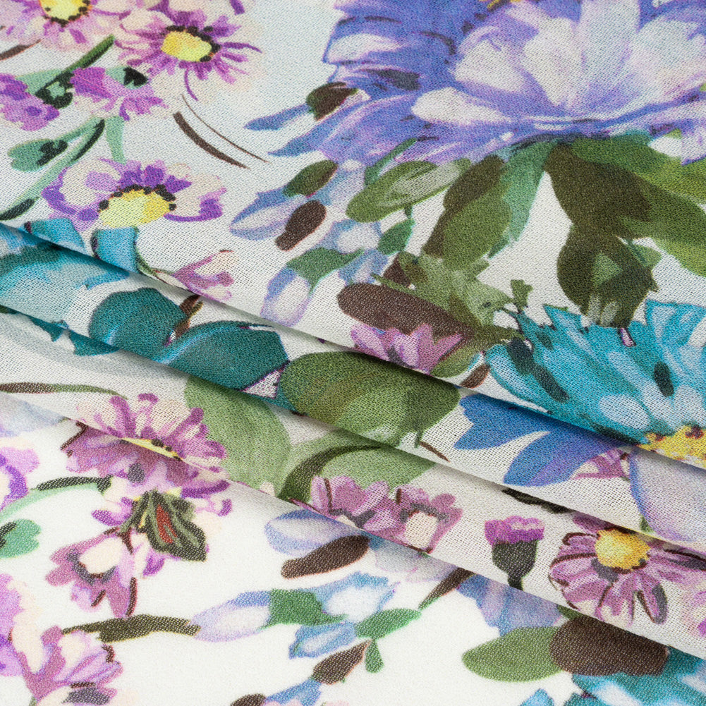 Mood Exclusive White Rhapsody in Bloom Viscose Georgette Folded Mood Exclusive White Rhapsody in Bloom Viscose Georgette Folded