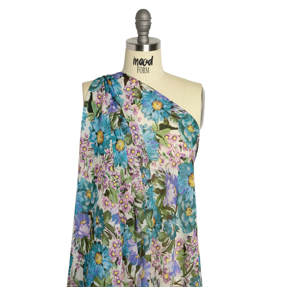Mood Exclusive White Rhapsody in Bloom Viscose Georgette Drape Mood Exclusive White Rhapsody in Bloom Viscose Georgette Drape