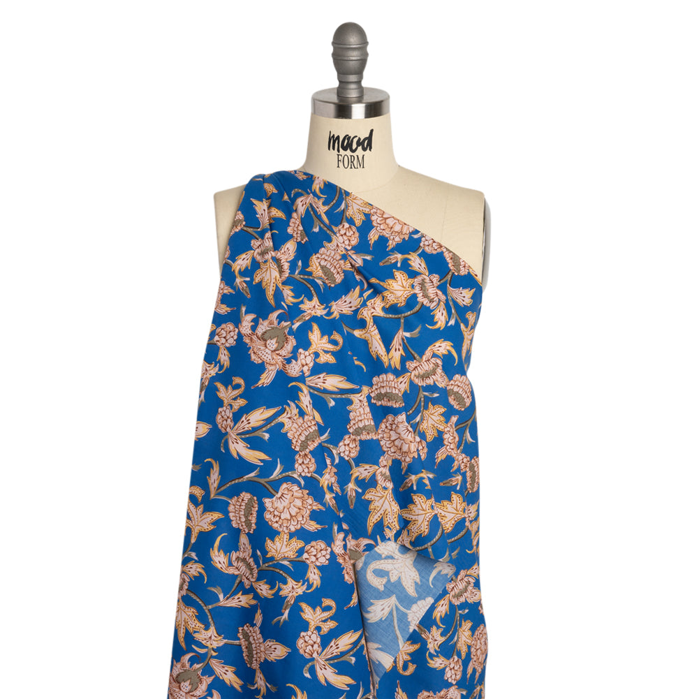 Cotton Voile Print - Cobalt Leafy Floral - Mood Exclusive Whispering Willows Drape Cotton Voile Print - Cobalt Leafy Floral - Mood Exclusive Whispering Willows Drape