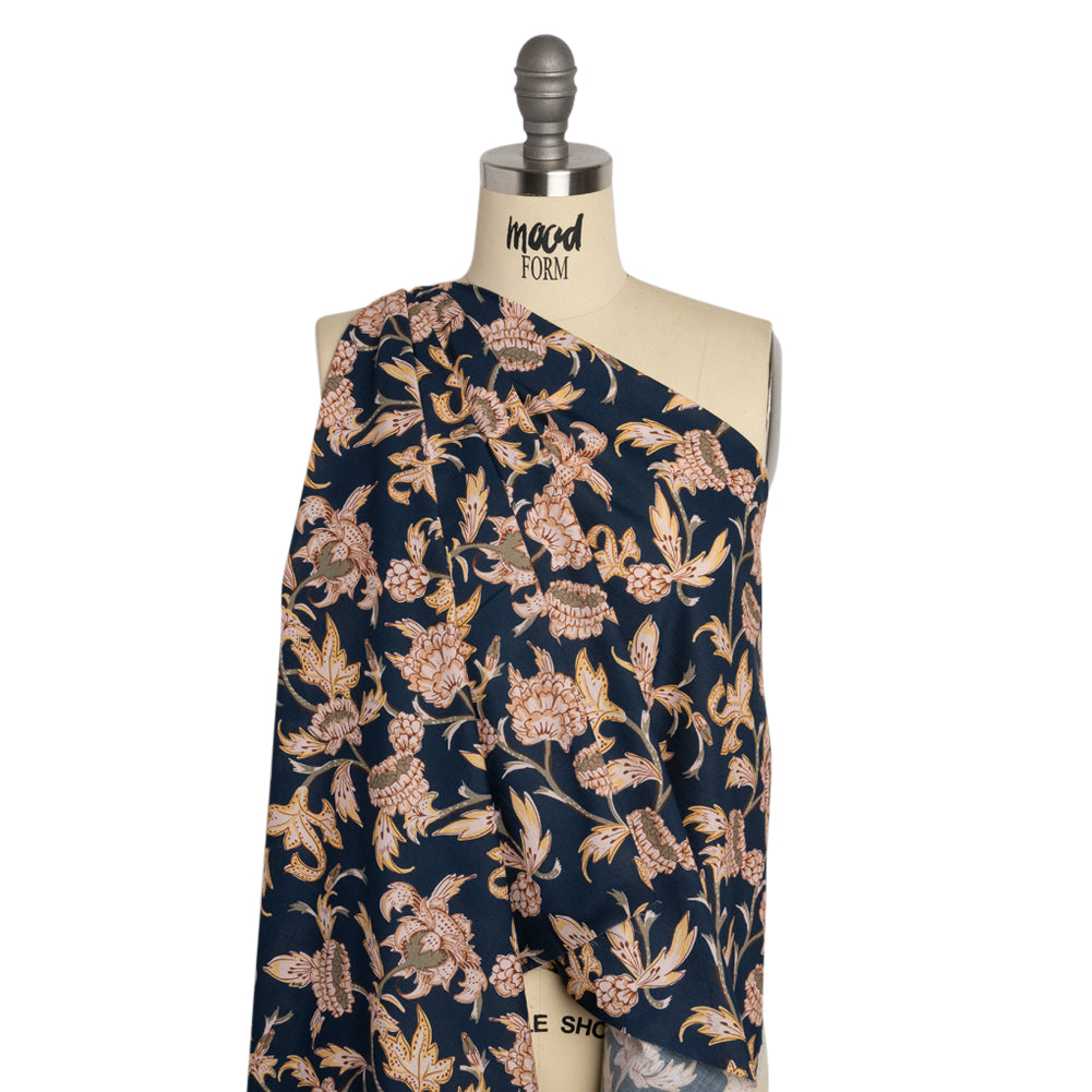 Cotton Voile Print - Navy Leafy Floral - Mood Exclusive Whispering Willows Drape Cotton Voile Print - Navy Leafy Floral - Mood Exclusive Whispering Willows Drape