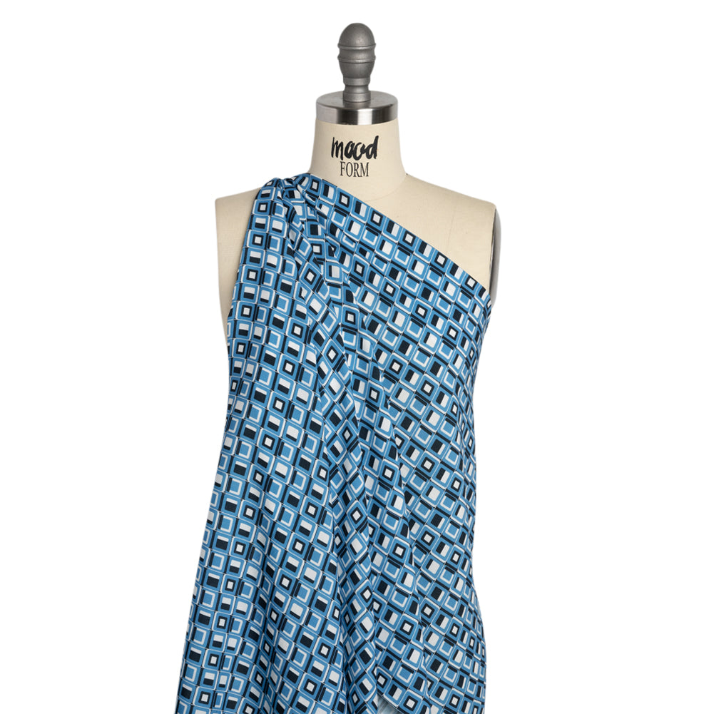Mood Exclusive Blue Checkerboard Cadence Drapey Viscose Woven Detail Mood Exclusive Blue Checkerboard Cadence Drapey Viscose Woven Detail