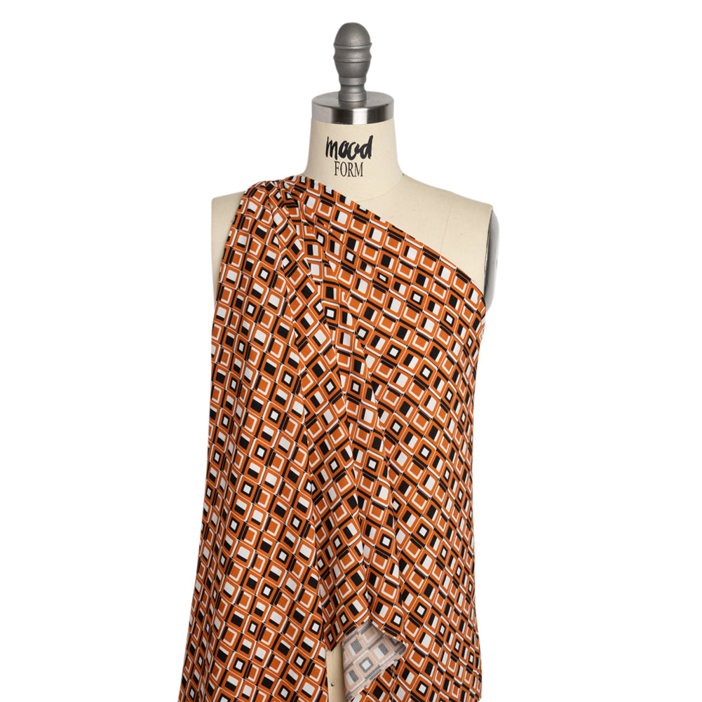Mood Exclusive Orange Checkerboard Cadence Drapey Viscose Woven Detail Mood Exclusive Orange Checkerboard Cadence Drapey Viscose Woven Detail