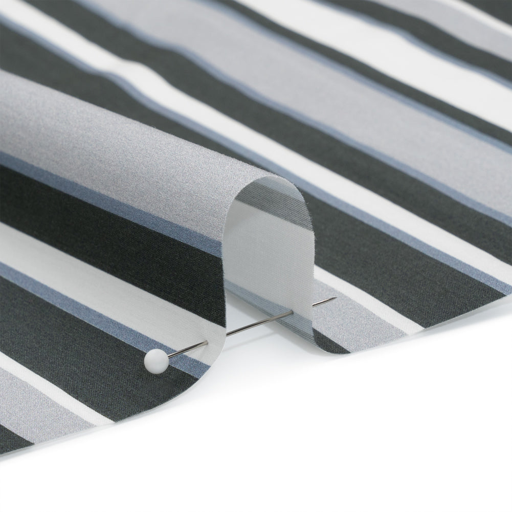 Cotton Poplin Print - Charcoal, Gray and Gray-Blue Stripes - Mood Exclusive Grayscale Stripes Detail Cotton Poplin Print - Charcoal, Gray and Gray-Blue Stripes - Mood Exclusive Grayscale Stripes Detail