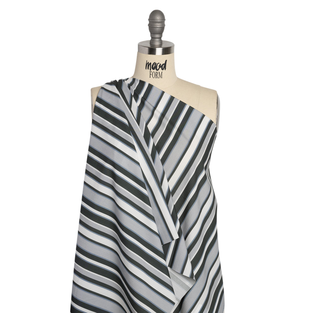 Cotton Poplin Print - Charcoal, Gray and Gray-Blue Stripes - Mood Exclusive Grayscale Stripes Drape Cotton Poplin Print - Charcoal, Gray and Gray-Blue Stripes - Mood Exclusive Grayscale Stripes Drape