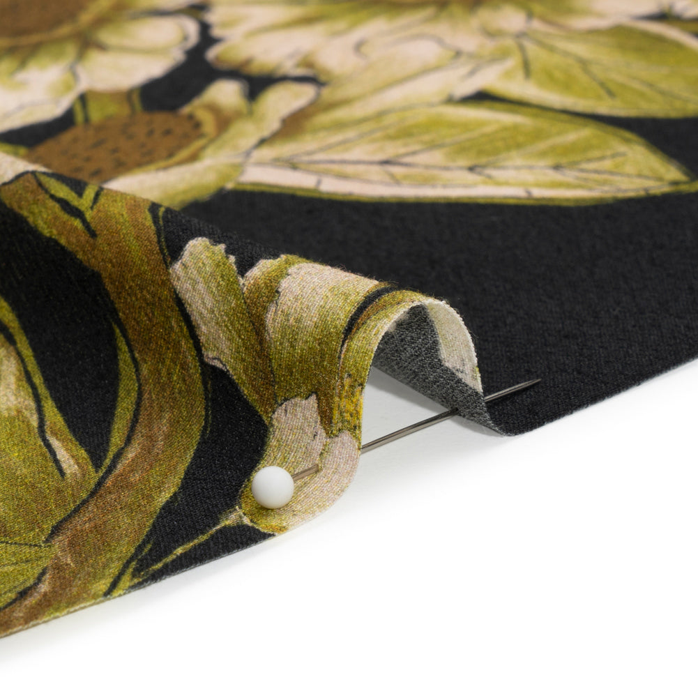 Sustainable Viscose Crepe Print - Black and Leaf Green Floral - Mood Exclusive Dolomite Daisies Folded Sustainable Viscose Crepe Print - Black and Leaf Green Floral - Mood Exclusive Dolomite Daisies Folded