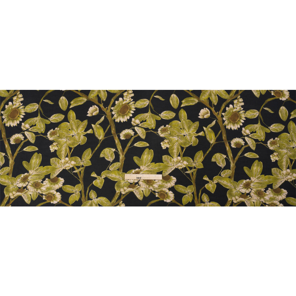 Sustainable Viscose Crepe Print - Black and Leaf Green Floral - Mood Exclusive Dolomite Daisies Drape Sustainable Viscose Crepe Print - Black and Leaf Green Floral - Mood Exclusive Dolomite Daisies Drape