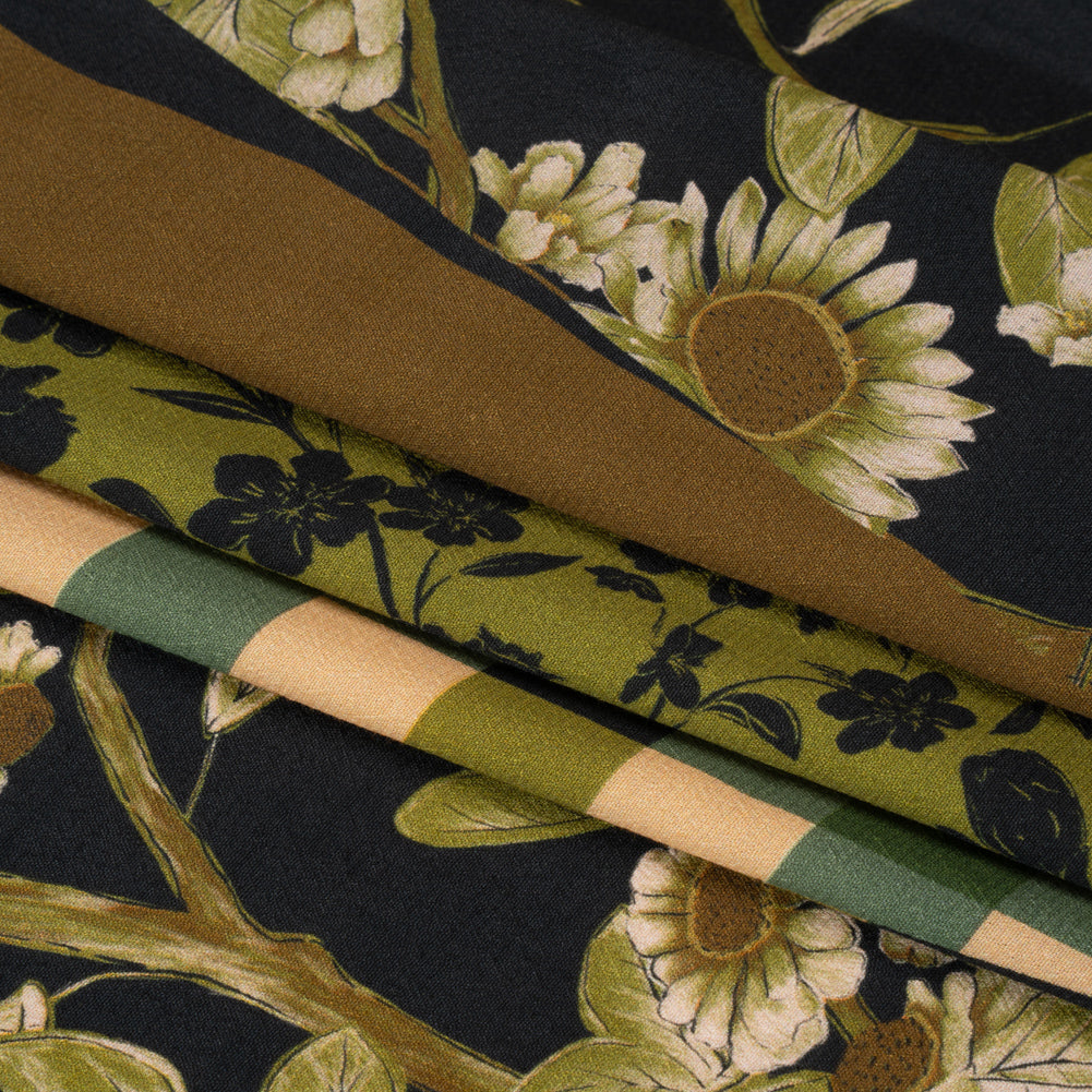 Sustainable Viscose Crepe Panel - Green and Brown Checks and Floral Patchwork - Mood Exclusive Earth's Gifts Full Sustainable Viscose Crepe Panel - Green and Brown Checks and Floral Patchwork - Mood Exclusive Earth's Gifts Full