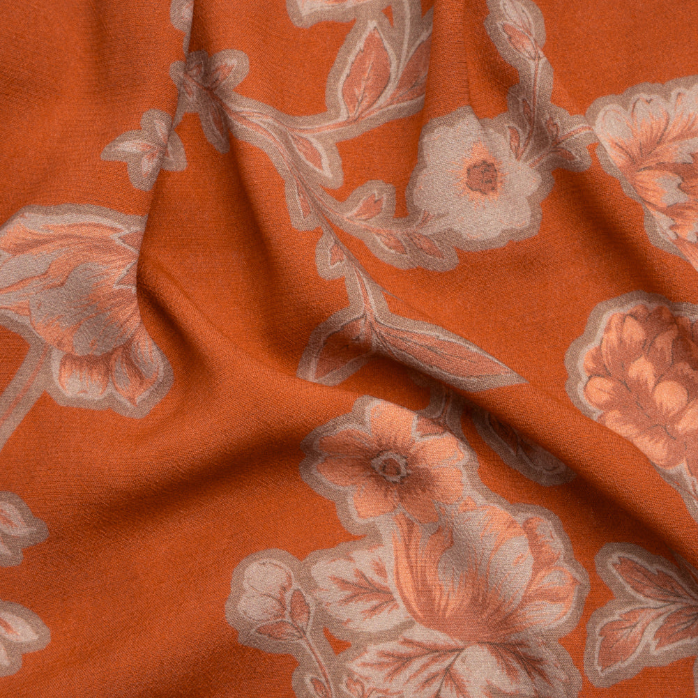Sustainable Viscose Crepe Print - Beige, Peach and Red Floral - Mood Exclusive Saffron Lawn Sustainable Viscose Crepe Print - Beige, Peach and Red Floral - Mood Exclusive Saffron Lawn