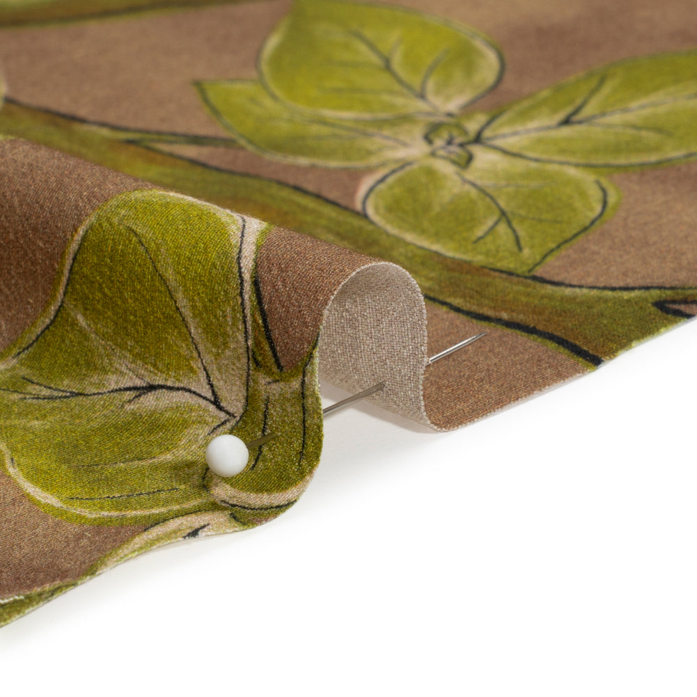 Sustainable Viscose Crepe Print - Brown and Leaf Green Floral - Mood Exclusive Dolomite Daisies Folded Sustainable Viscose Crepe Print - Brown and Leaf Green Floral - Mood Exclusive Dolomite Daisies Folded