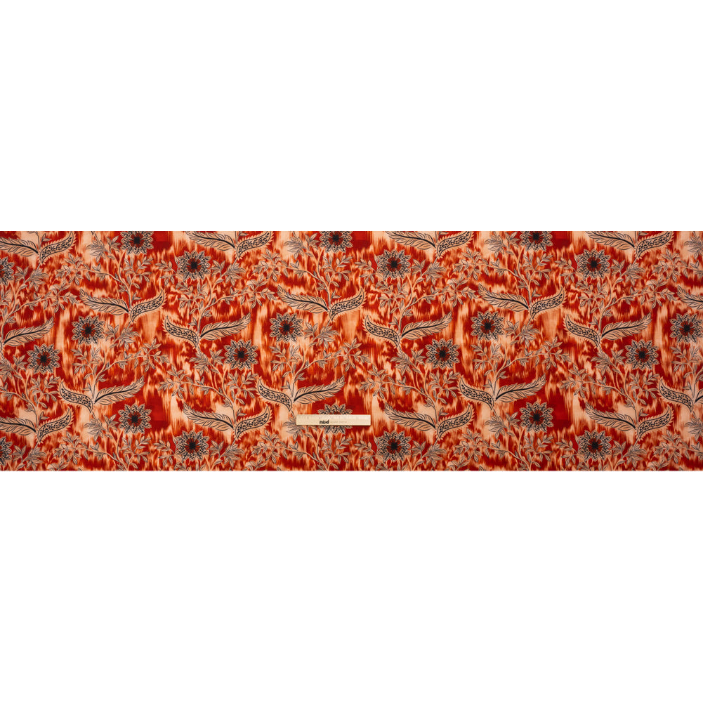 Stretch Polyester Woven Print - Red Florals on Abstract Ikat - Mood Exclusive Rambling Brambles Full Stretch Polyester Woven Print - Red Florals on Abstract Ikat - Mood Exclusive Rambling Brambles Full