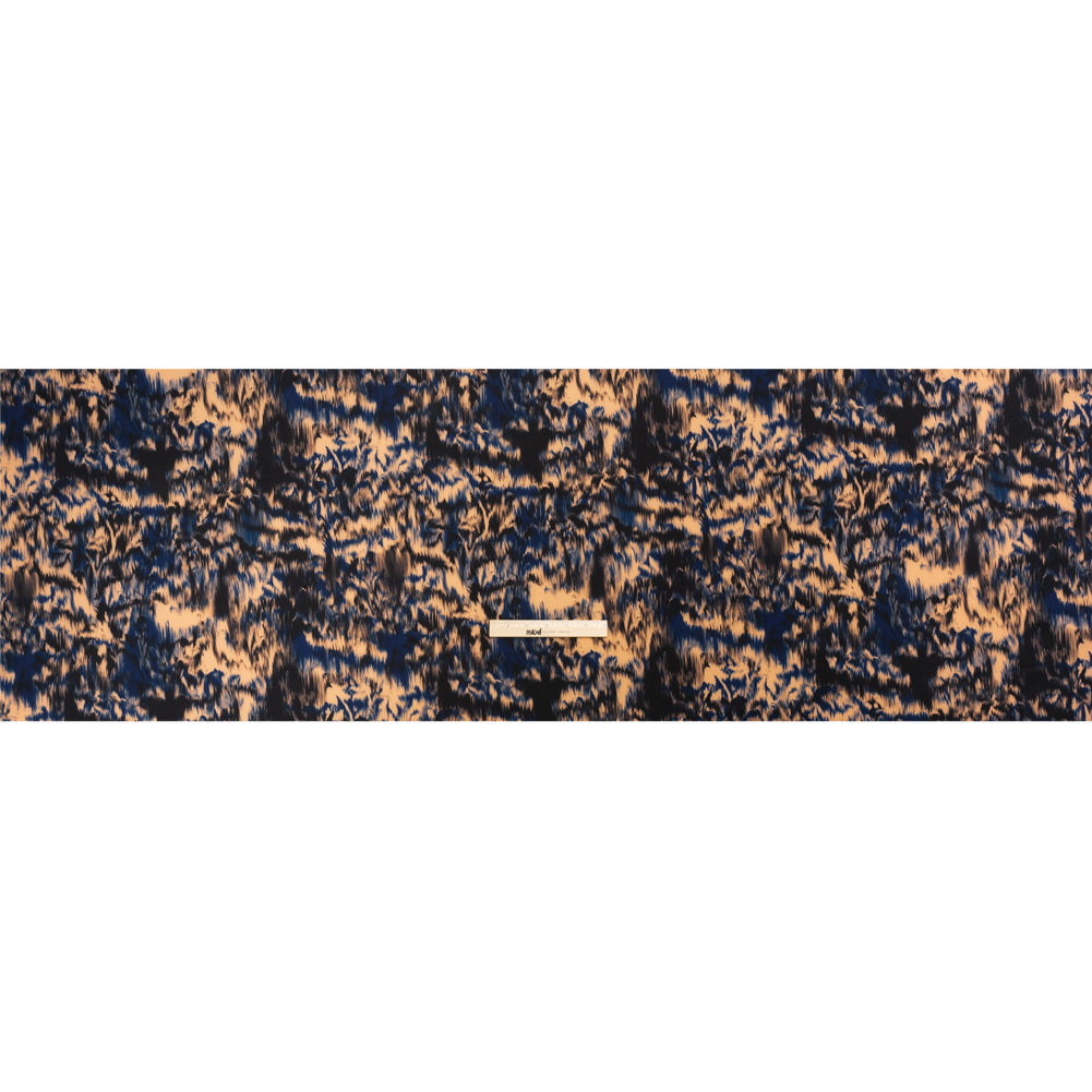 Stretch Polyester Woven Print - Blue and Beige Abstract Ikat - Mood Exclusive Shifting Sands Full Stretch Polyester Woven Print - Blue and Beige Abstract Ikat - Mood Exclusive Shifting Sands Full