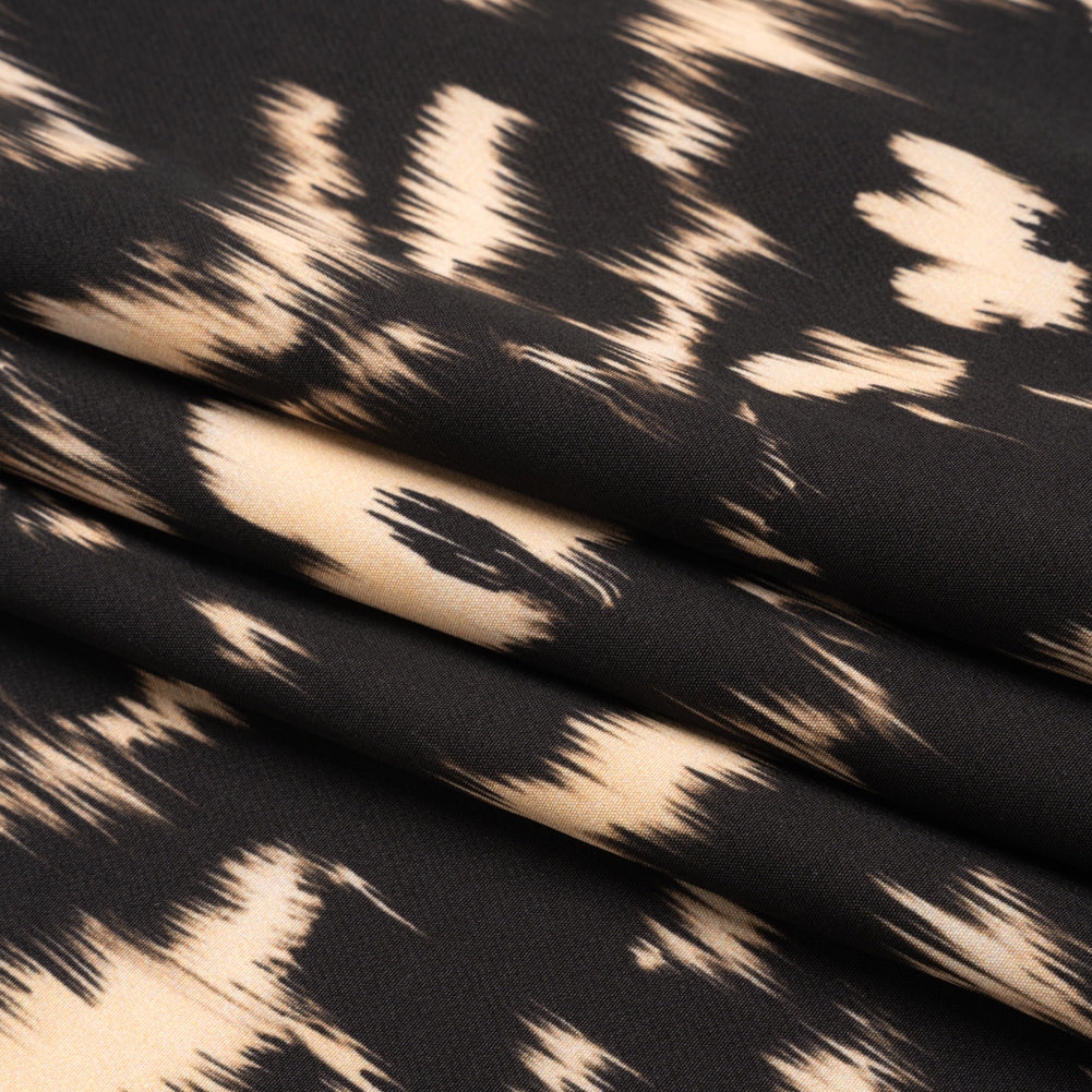 Stretch Polyester Woven Print - Black Floral Ikat - Mood Exclusive Flowers and Felines Folded Stretch Polyester Woven Print - Black Floral Ikat - Mood Exclusive Flowers and Felines Folded