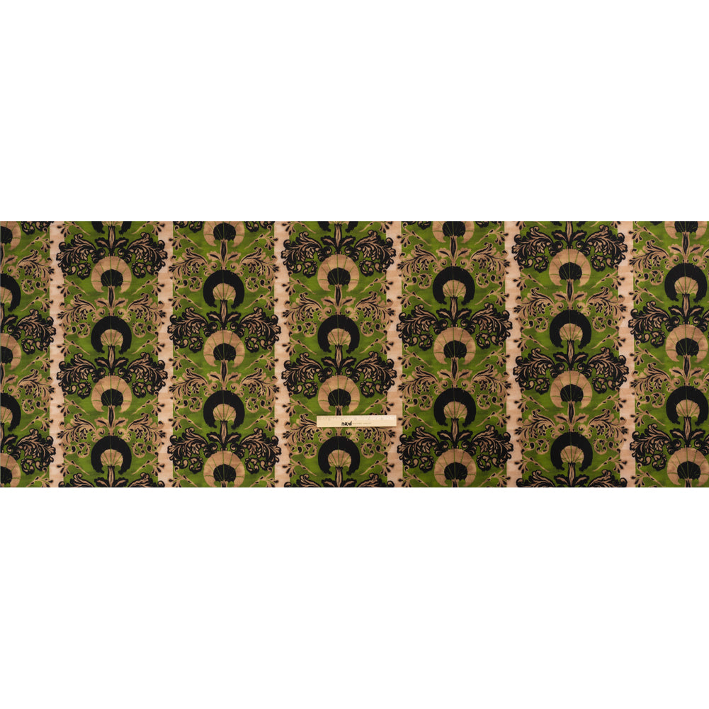 Stretch Polyester Woven Print - Green and Beige Leafy Stripes - Mood Exclusive Estate on Willow Full Stretch Polyester Woven Print - Green and Beige Leafy Stripes - Mood Exclusive Estate on Willow Full