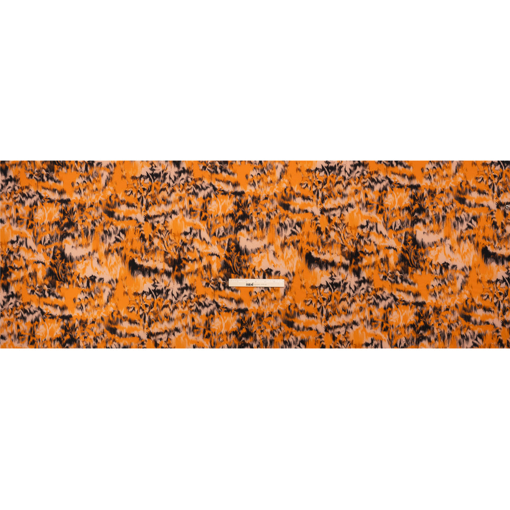 Stretch Polyester Woven Print - Orange and Black Abstract Ikat - Mood Exclusive Shifting Sands Full Stretch Polyester Woven Print - Orange and Black Abstract Ikat - Mood Exclusive Shifting Sands Full