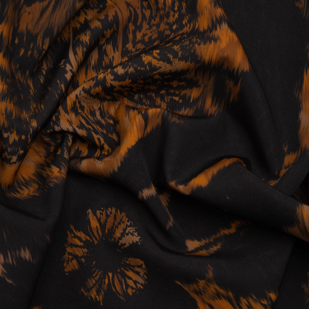 Stretch Polyester Woven Print - Black and Brown Abstract Ikat - Mood Exclusive Brown Sugar Morning Stretch Polyester Woven Print - Black and Brown Abstract Ikat - Mood Exclusive Brown Sugar Morning